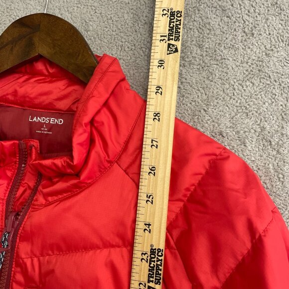 NEW Lands' End Men's L Full Zip Packable Down Jacket Classic Red Lightweight - Picture 3 of 10